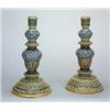 An early pair of Doulton Lambeth stoneware candlesticks, by Frank A. Butler, each of knopped form ri