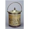 A Doulton Lambeth stoneware biscuit barrel, decorated by Hannah B. Barlow, with incised with a young