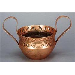 A Keswick School of Industrial Art copper jardiniere, with waisted neckrim embossed with simple foli