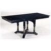 Image 1 : A late 19th century extending ebonised table, the rectangular top with apron below, supported by sol