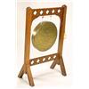 A gothic revival oak and brass gong, possibly retailed through Liberty & Co, having solid square upr