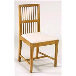 A pair of 'Cotswold School' walnut upright chairs, each with chamfered top rail and central horizont
