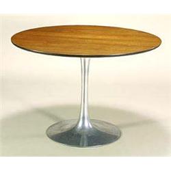 An 'Arkana' rosewood veneer and metal 'Tulip' table after a design by Eero Saarinen, the circular ve