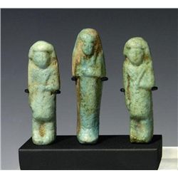 A Set of Three Egyptian Faience Ushabtis