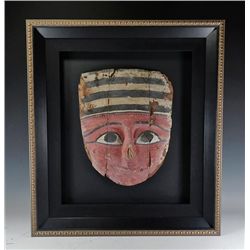 An Egyptian Polychrome Wood Coffin Mask - Carbon Dated!