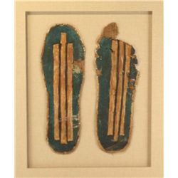 A Pair of Egyptian Cartonnage Foot Panels (framed)