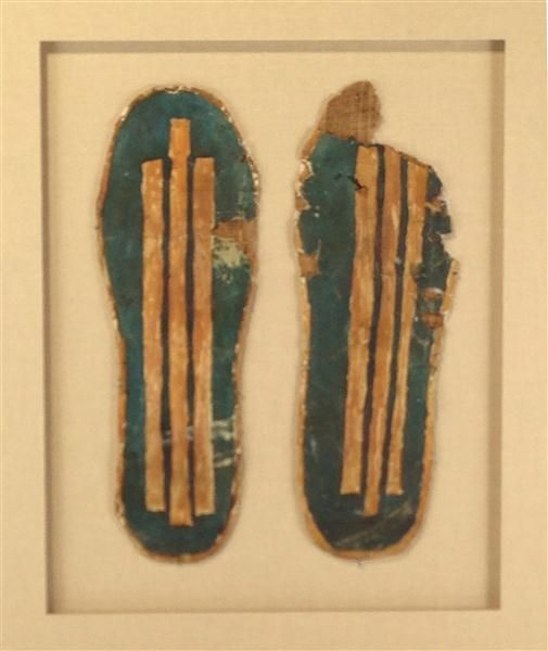 A Pair of Egyptian Cartonnage Foot Panels (framed)