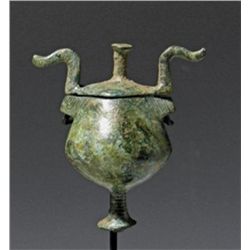 A Greek Geometric Bronze Lidded Pyxis