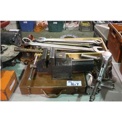 LOT OF LARGE TOOLS, AIR TOOLS, & VISE