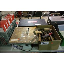 PORTABLE PARTS WASHER, TILE CUTTER & BOX OF