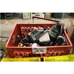 RED BIN OF ASSORTED POWER TOOLS