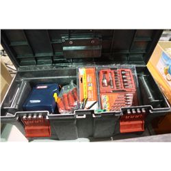 BLACK TOOL BOX & CONTENTS