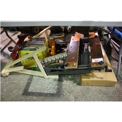 WORK BENCHES, SAW HORSES, ROLLER STANDS, &