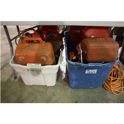 EXTENTION CORDS & 2 BINS OF JERRY CANS