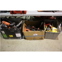 3 BOXES OF SMALL ENGINE PARTS & ASSORTED TOOLS