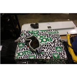 SNOWBOARD, BINDINGS, 2 SETS OF BOOTS & GOGGLES