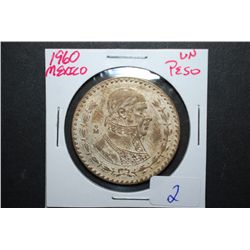 1960 Mexico Un Peso Foreign Coin; EST. $5-10