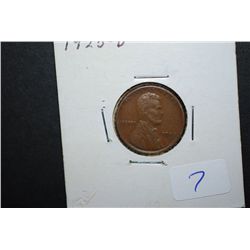 1925-D US Lincoln Wheat Back Penny; XF; EST. $10-20