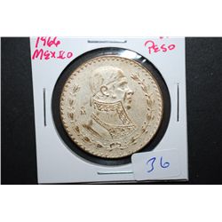 1966 Mexico Un Peso Foreign Coin; EST. $5-10