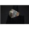Image 2 : Sterling Silver Ring With Green Marbled Stone In Teardrop Shaped Design Size 10; .925 Silver; EST. $