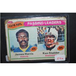 1977 NFL Passing Leaders Football Trading Card; James Harris Los Angeles Rams & Ken Stabler Oakland 