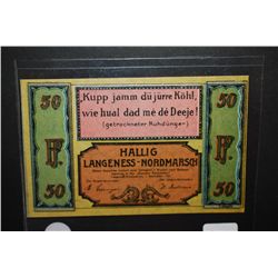 1921 German 50 Pfennig Foreign Bank Note; EST. $5-10