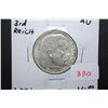 Image 1 : 1939-A German 2 Reichs Mark Foreign Coin With Flying Eagle Holding Swatstika; AU; Silver; EST. $10-1