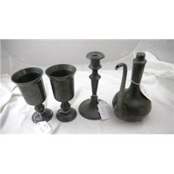 Four Early  Pewter Items