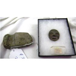 Prehistoric Texas Stone Axe and Pottery Face