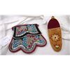 Image 1 : Iroquois Double face bag 7 x 7 inches with documentation and beaded moose hide wall pocket