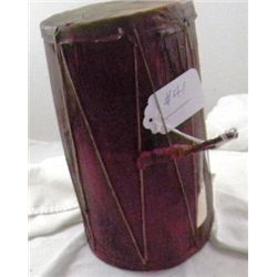 Plains Indian Wood and Hide Drum.  Measures 11 inches by six inches.