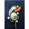 Image 2 : Sterling Silver with Coral and Turquoise Stick Pin.