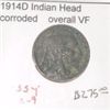 Image 1 : 1914-D BUFFALO NICKEL RED BOOK VALUE IS $275.00 *EXTREMELY RARE KEY DATE VERY FINE GRADE* CORRODED!!