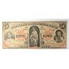 Image 1 : 1860 Farmers and Merchants Bank $5 note Savannah GA F/VF  est $75-$100