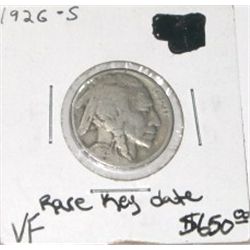 1926-S BUFFALO NICKEL EXTREMELY RARE KEY DATE RED BOOK VALUE IS $650.00 *VERY FINE GRADE*!!