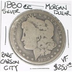 1880-CC *CARSON CITY MORGAN SILVER DOLLAR EXTREMELY RARE KEY DATE RED BOOK VALUE IS $250.00 VF GRADE