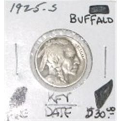 1925-S BUFFALO NICKEL RED BOOK VALUE IS $30.00 *RARE KEY DATE FINE GRADE*!!