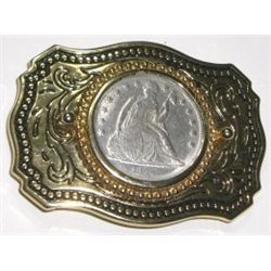 1844 TRADE DOLLAR BELT BUCKLE *RARE NICE SILVER DOLLAR PLEASE LOOK AT PICTURE TO DETERMINE GRADE*!!