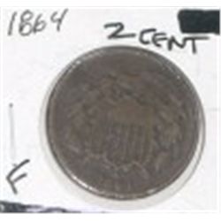 1864 2 CENTS PIECE 1ST YEAR *RARE FINE GRADE* 2 CENT CAME OUT OF SAFE!!