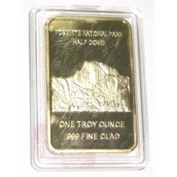 1 TROY oz GOLD CLAD BAR .999 FINE CLAD 100 MILS *RARE YOSEMITE PARK - ENDANGERED TIMBERWOLF*!!
