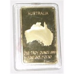 1 TROY oz GOLD CLAD BAR .999 FINE CLAD 100 MILS *RARE AUSTRALIA/ENDANGERED DOLPHIN*