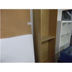 CORK BOARD, WHITEBOARD AND TWO SHELVING UNITS