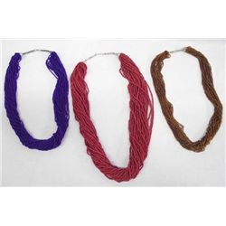 3 Necklaces With 30 Strands Tiny Beads