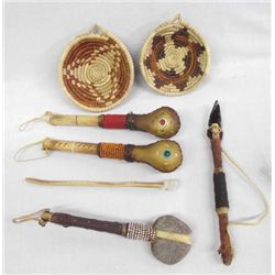 Native American Woven Baskets and Handmade Rattles