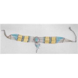 Pueblo Turquoise, Liquid Silver, Hare Bone Choke
