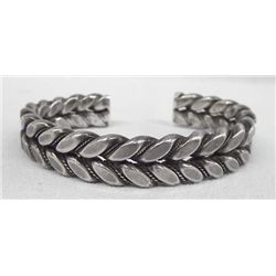 Mexican Heavy Silver Braid Style Bracelet