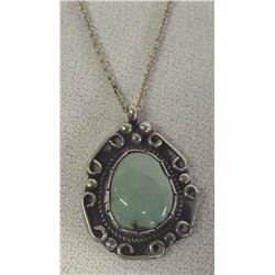 Navajo Sterling Turquoise Pendant Necklace