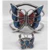 Image 1 : Navajo Turquoise Chip Inlay Bracelet and Ring