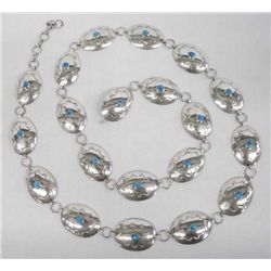 Navajo Silver Turquoise Concho Belt - KS