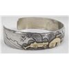 Image 3 : Navajo Silver, Gold Storyteller Bracelet-Begay